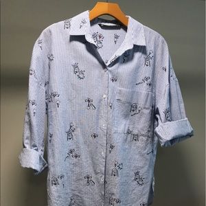 ZARA - Oversized blue stripe with cartoon graphics