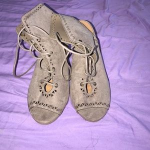 Grey lace up booties