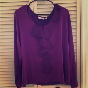 Gorgeous deep purple Susan Graver top with ruffles