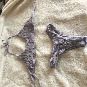 Textured fabric grey bikini