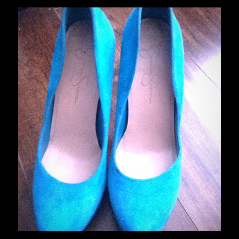 Jessica Simpson blue suede pumps. Worn once