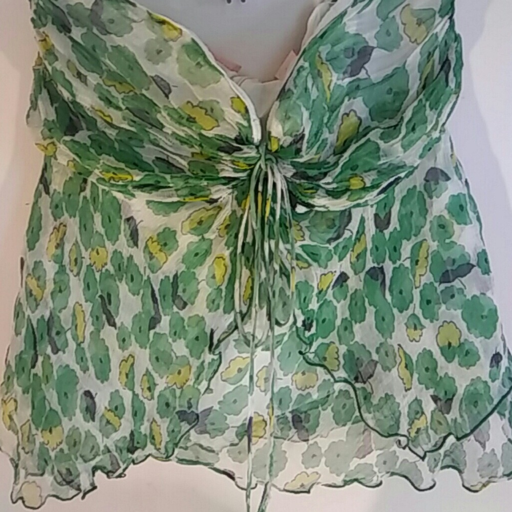 NOLITA Brilliant Green Floral Strapless Top
