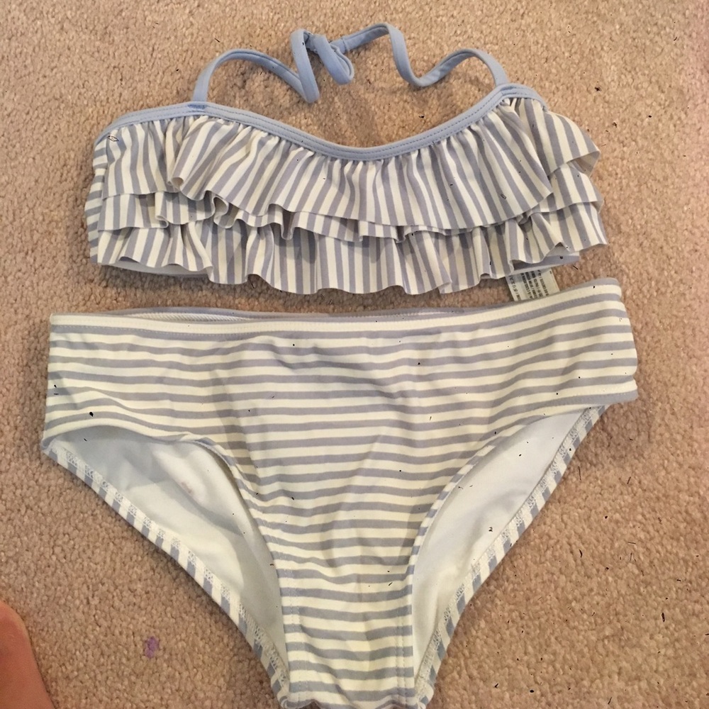 3 piece  striped bikini with matching rasher