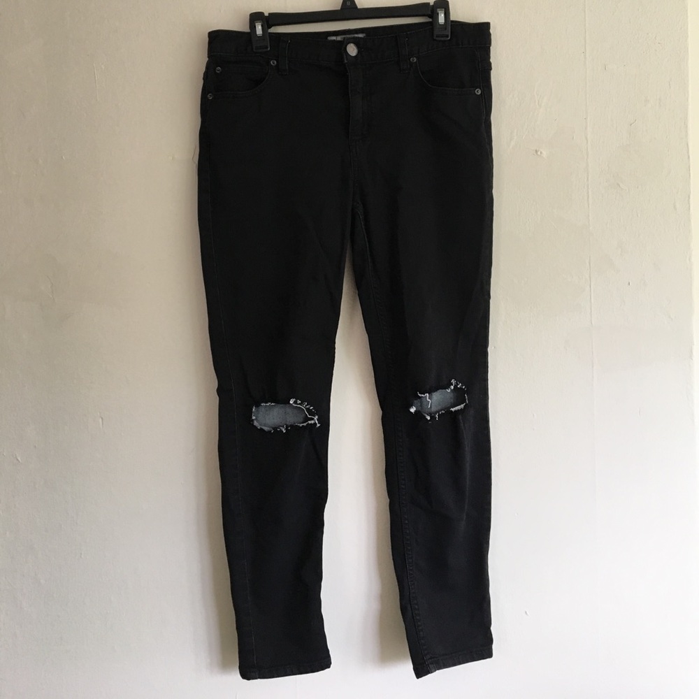 Free People Black Distressed Skinny Jeans