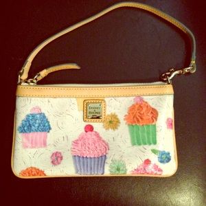 Dooney & Bourke cupcake print leather trim handbag