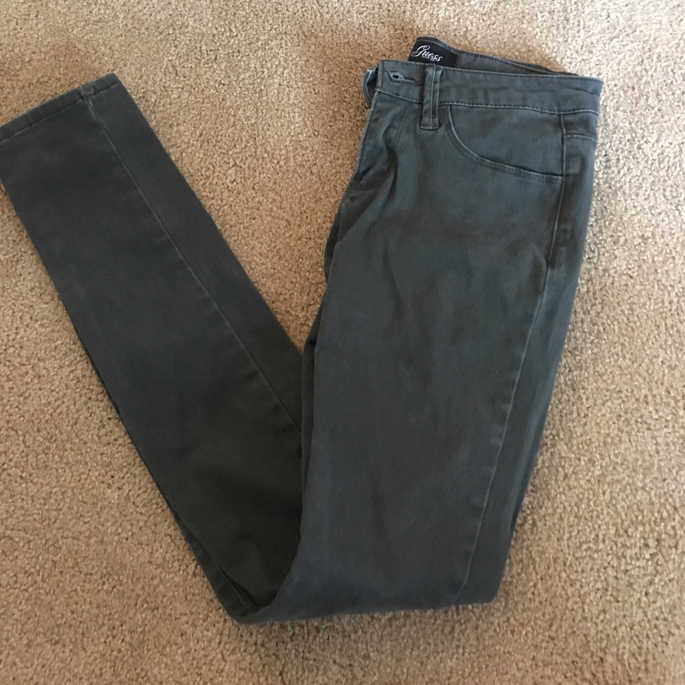 Olive green Guess skinny jeans