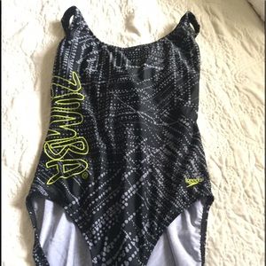 Black speedo 1 piece bathing suit