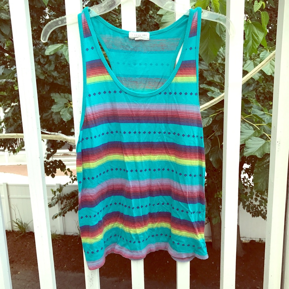 Tank Top - Blue Striped Geometric Rainbow H81 USA