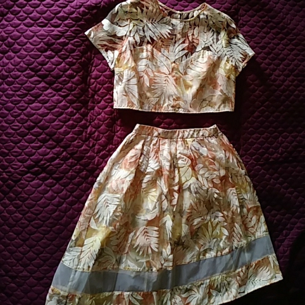 2 piece skirt top set