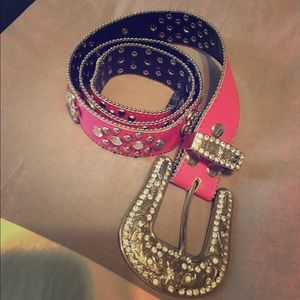 Handmade Pink Leather Belt