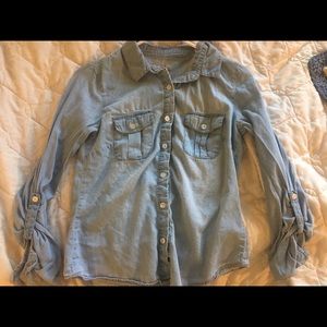 Light weight blue jean colored button up