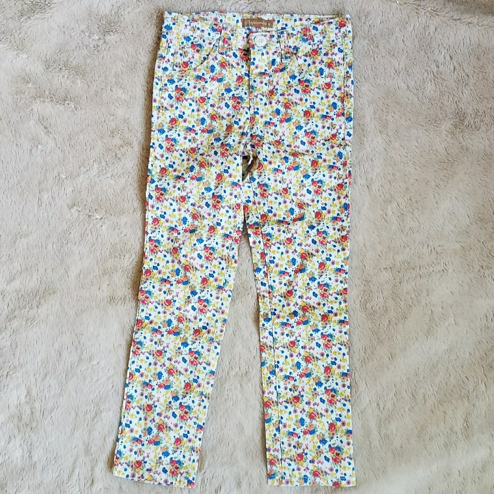 Girls Peppermint floral stretch skinny jeans