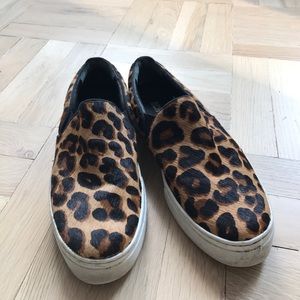 Schutz pony hair leopard slip on sneakers