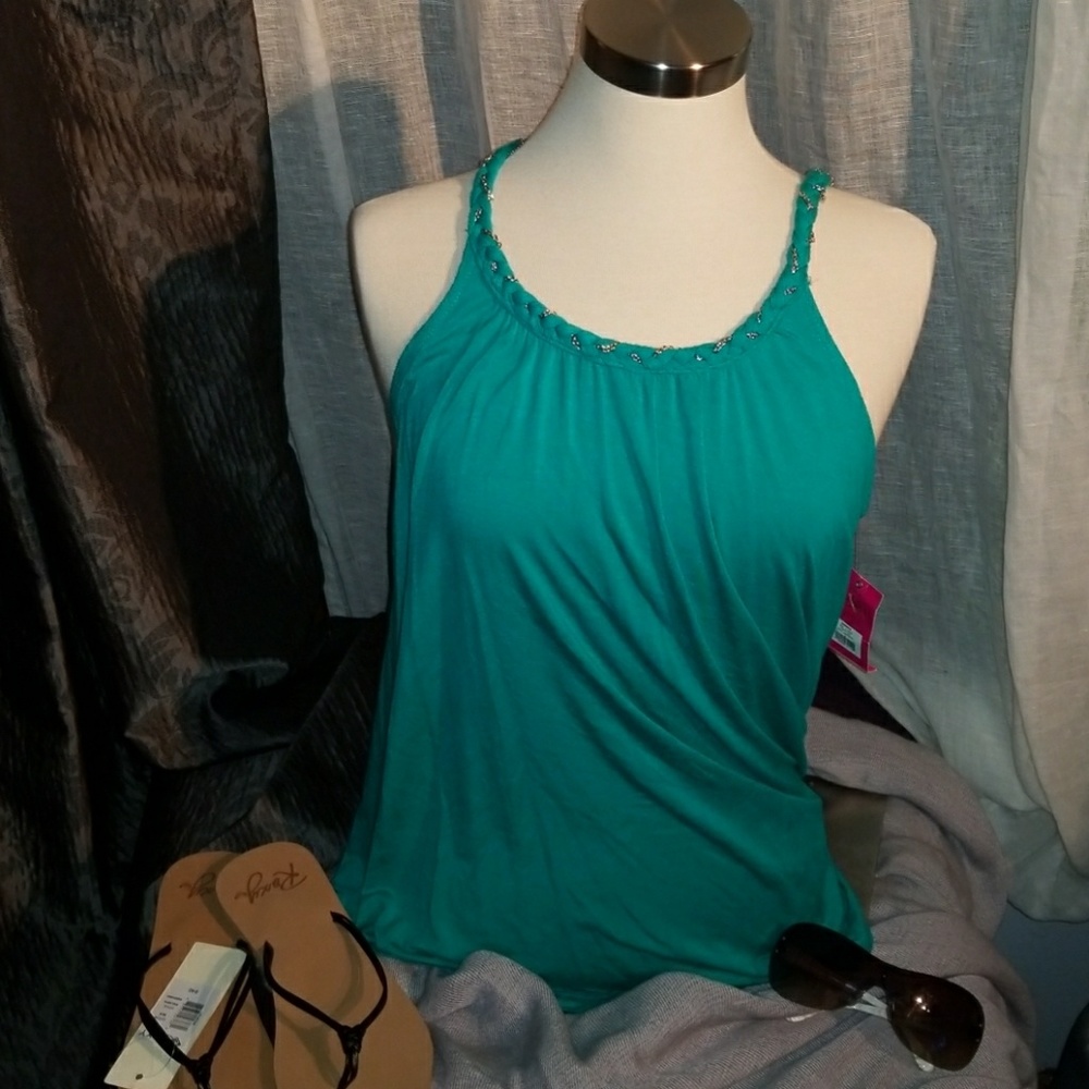 NEW Candie's Green Razor Back Top