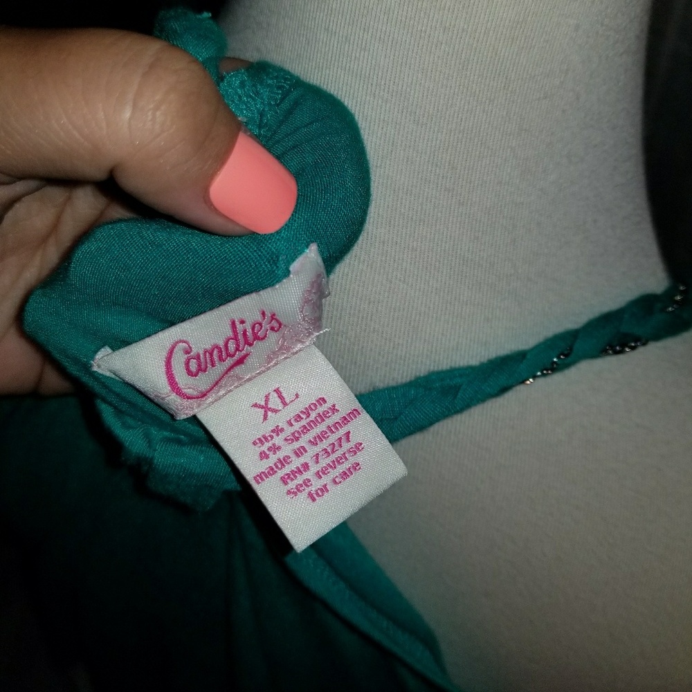 NEW Candie's Green Razor Back Top - Picture 5 of 7