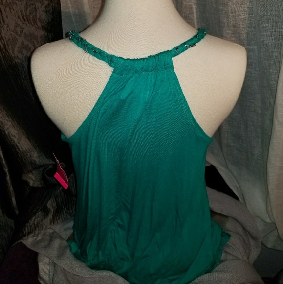 NEW Candie's Green Razor Back Top - Picture 2 of 7