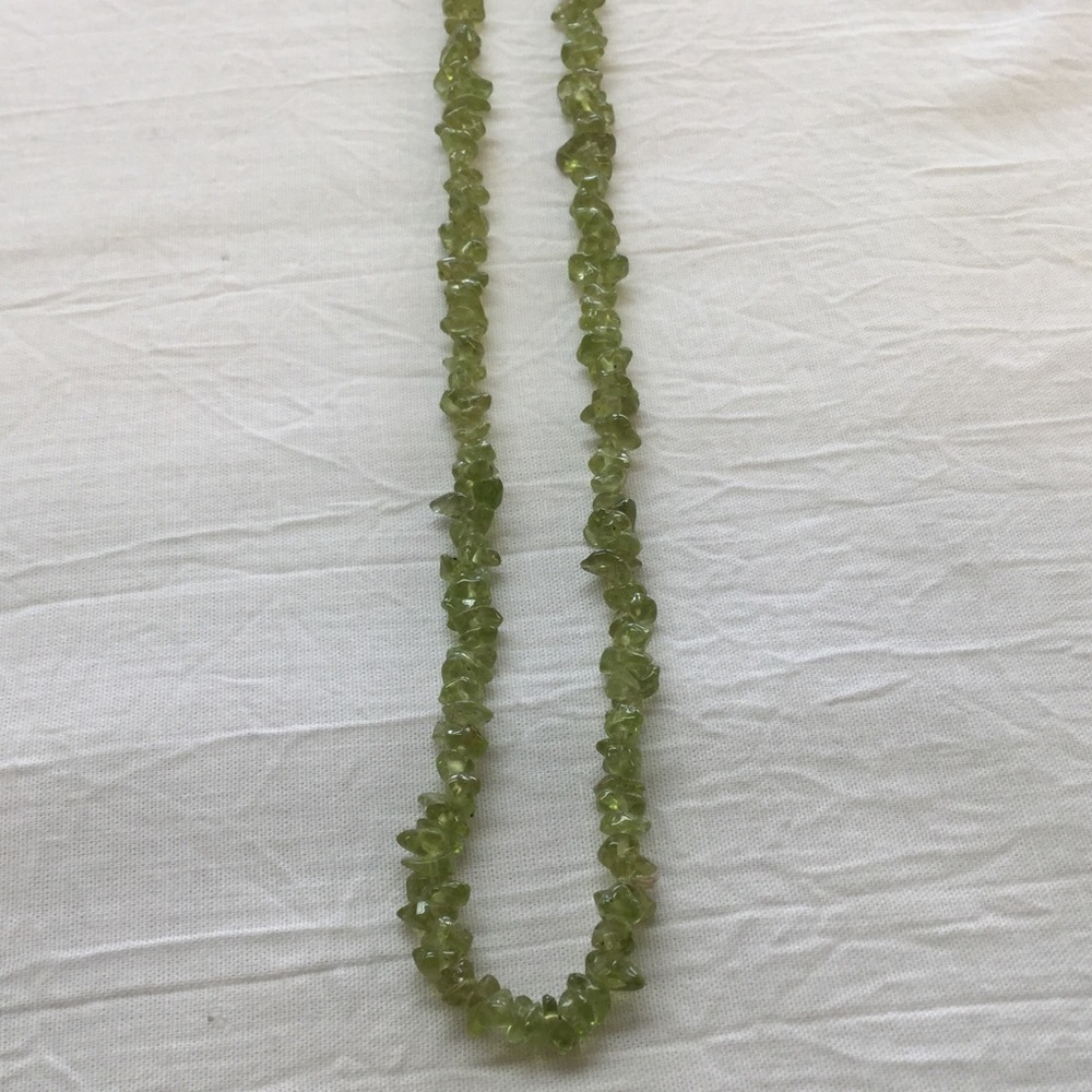 Peridot Chip Necklace 36 inches August Birthstone