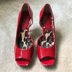 Ruby Red Jessica Simpson Peep Toe Heels