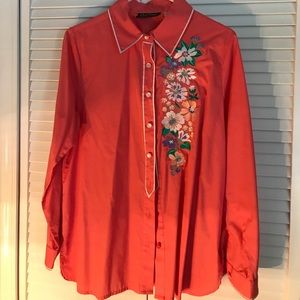 Embroidered Bob Mackie Coral Top