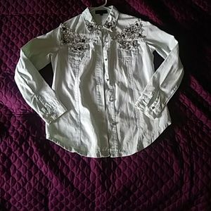 Embellished button up blouse