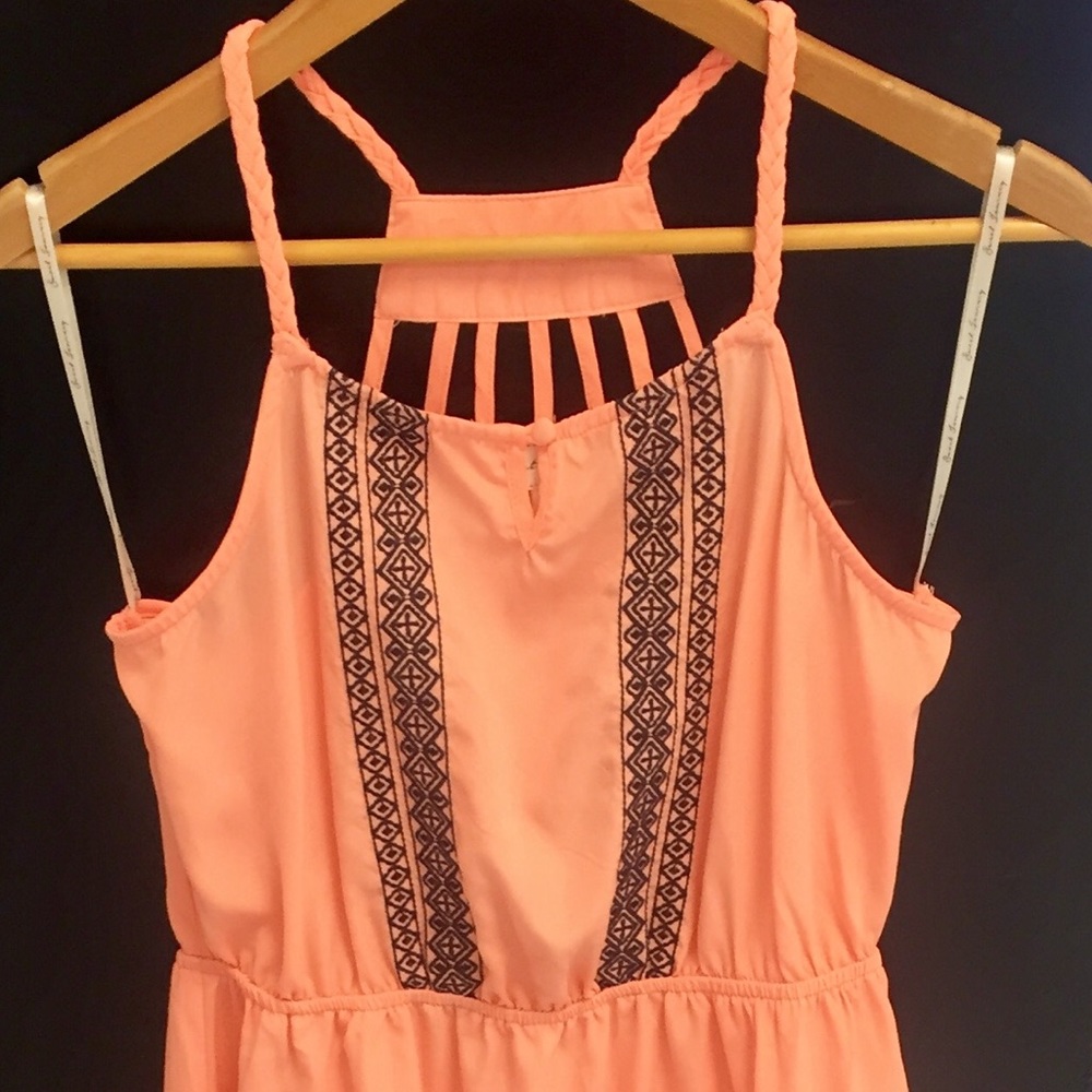 Girls Medium Sweet Journey Peach/Navy Dress.