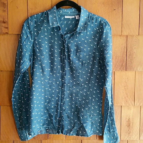 XS teal Halogen long sleeve button down - Picture 1 of 3