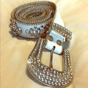Handmade White Leather Belt