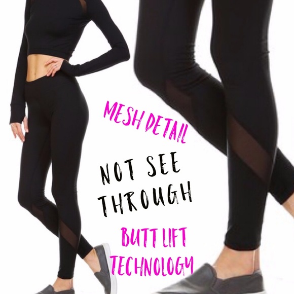 54 off Pants Black Mesh YOGA PANTS NOT SEE THRU Butt Lift Slim from
