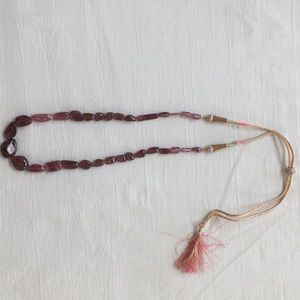 Pink Tourmaline Smooth Nugget Necklace