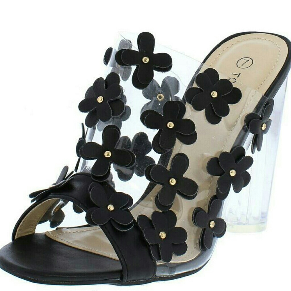 Lucite Floral Mule Sandal