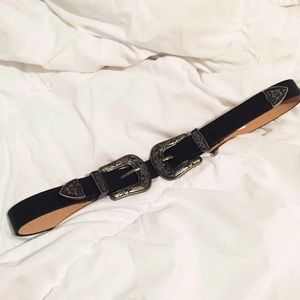 Small Double buckle leather western belt