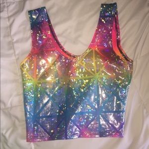 Rainbow Holographic Crop Tank !!