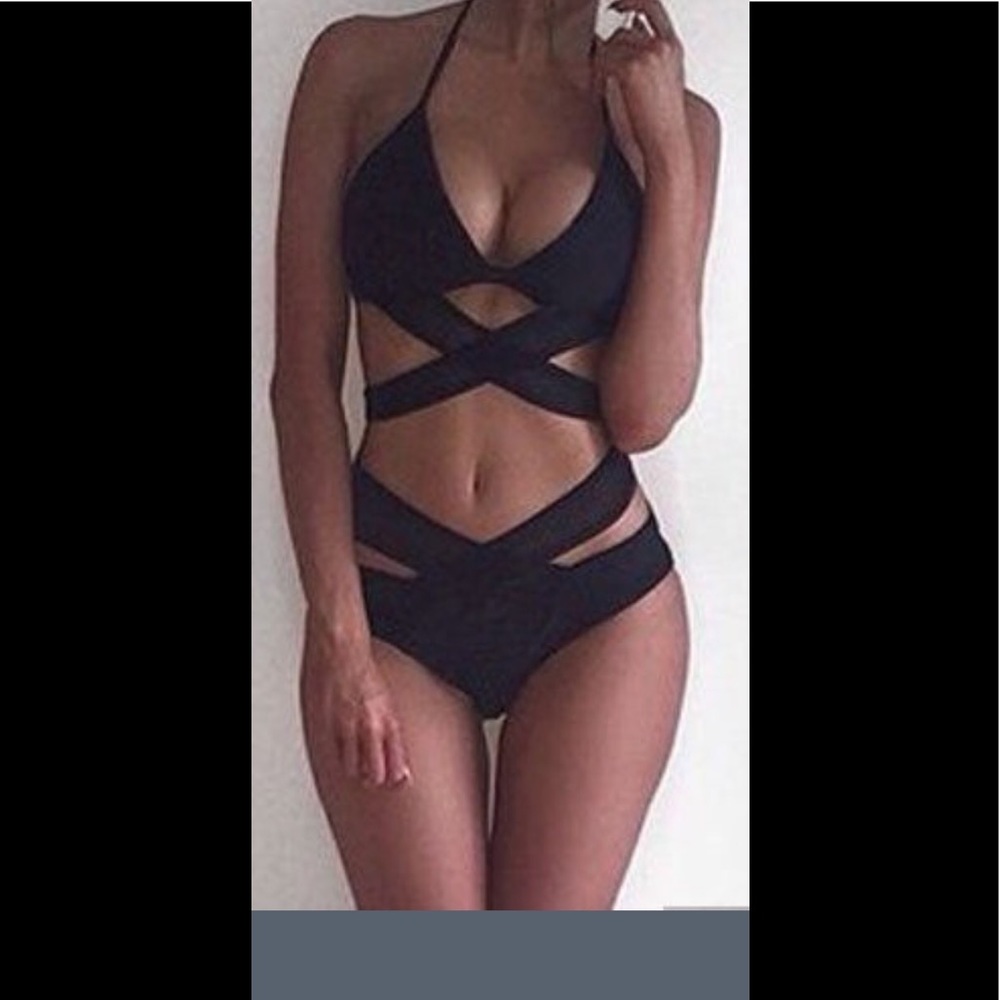 New Black Push up padded bandage style swim suit.