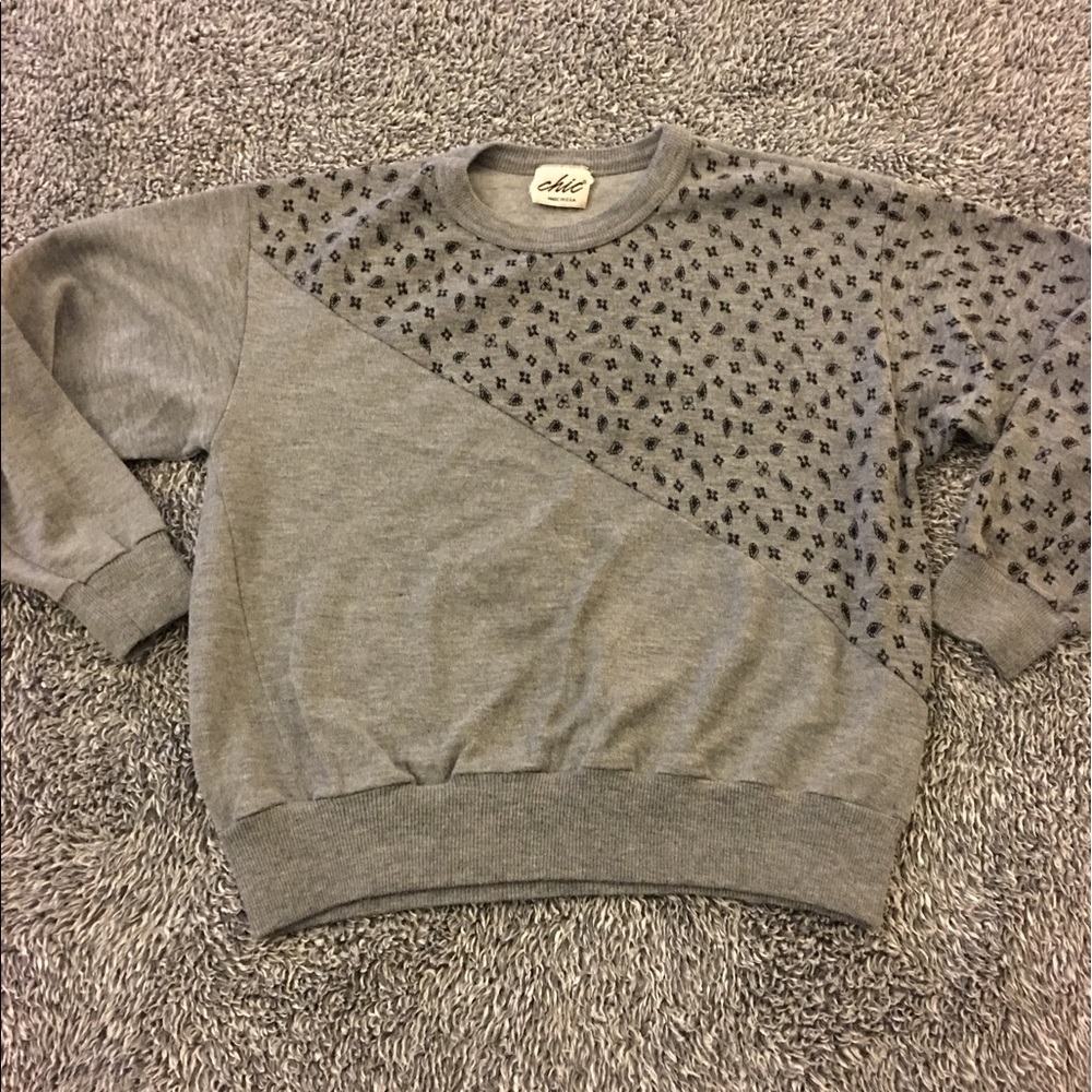 Gray | sweatshirt | floral print accent - Picture 6 of 8