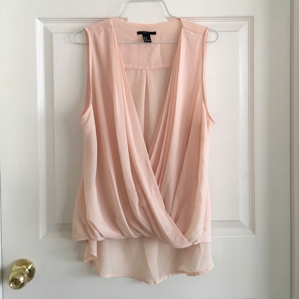 Blush Deep V/Flowy Tank Top 100% Polyester