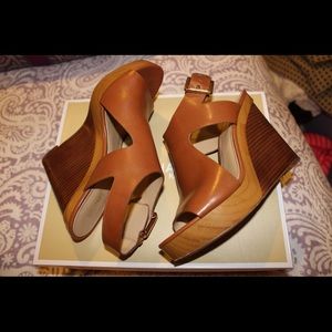 Michael Kors Josephine Leather Wedges sz 8.5