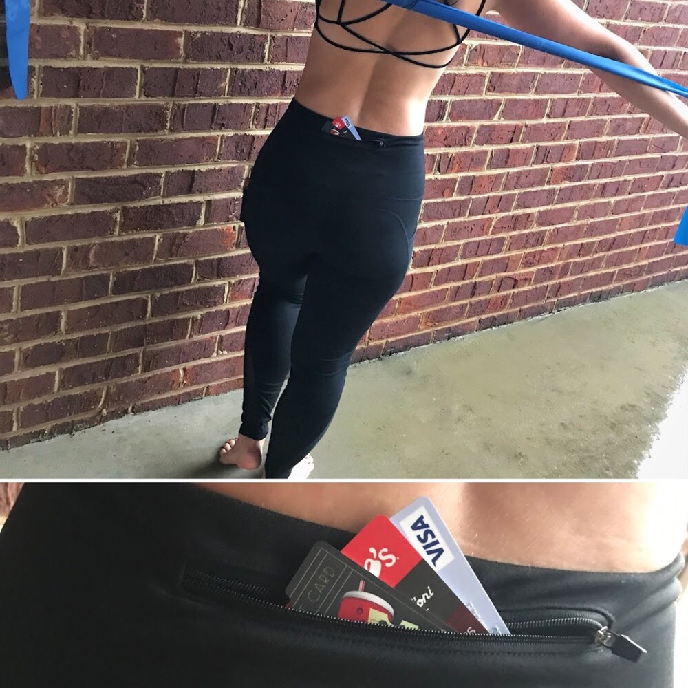 MONO B Black High Waist Yoga Pants with Pockets - Picture 5 of 8