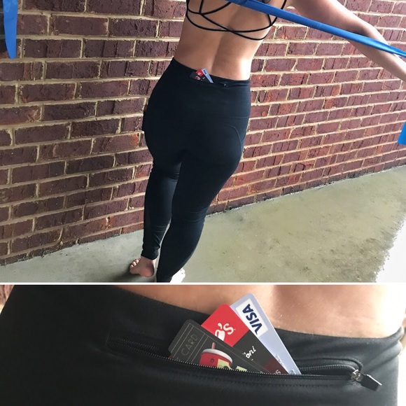 MONO B Black High Waist Yoga Pants with Pockets - Picture 5 of 8