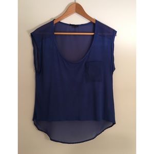 SOLD: Blue Top with Sheer Back