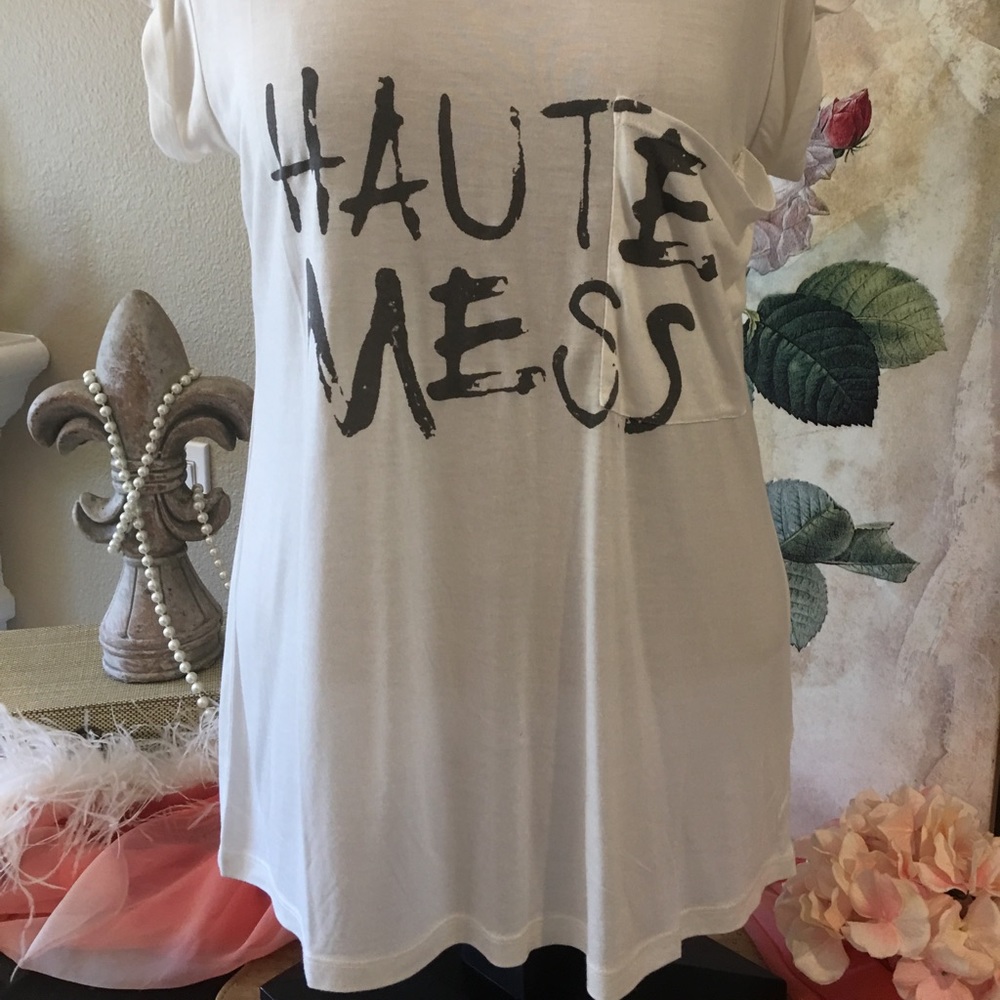 Haute Hippie Haute Mess Tshirt Top M NWT SO CUTE - Picture 2 of 8
