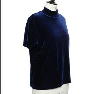 Pierre Cardin midnight blue velvet turtle neck shi
