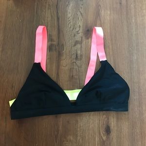 Black and multi bathing suit top