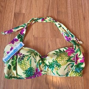 Halter pineapple print bathing suit top
