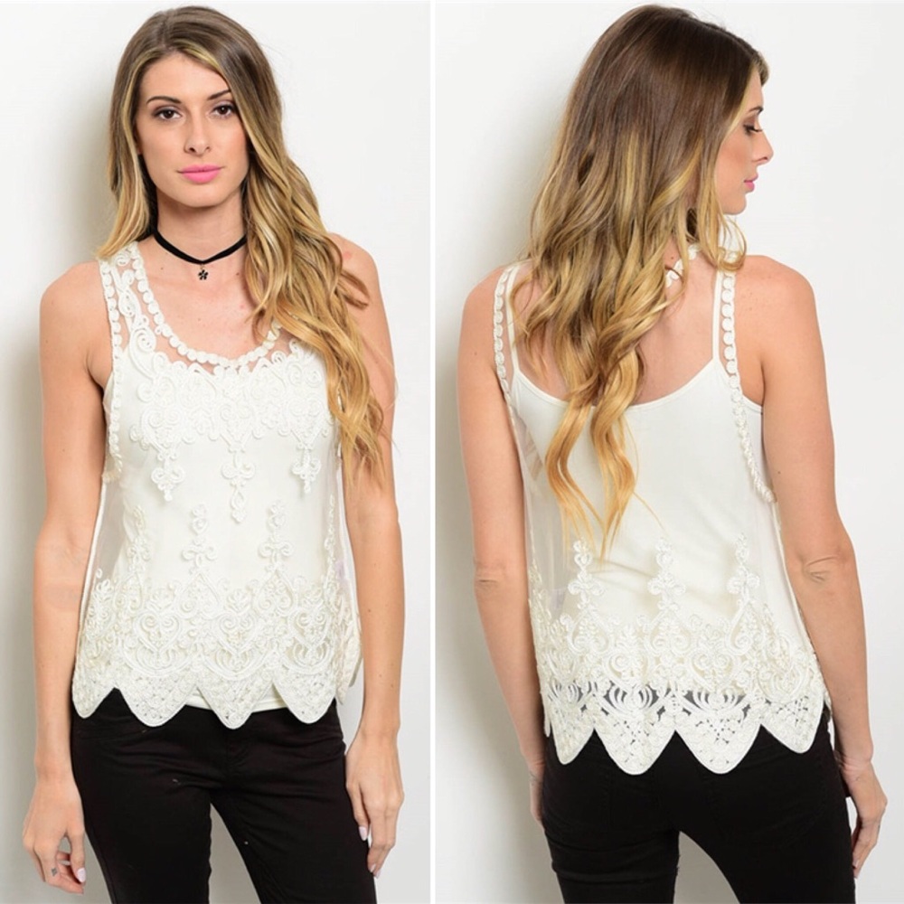 Sheer Off White Lace Tank