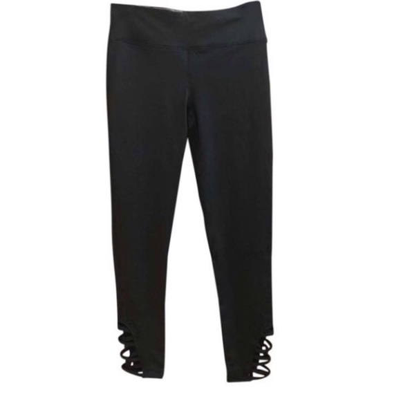 Black Strappy Yoga Pants Criss Cross CLEARANCE 006 - Picture 6 of 8