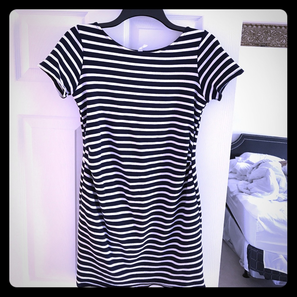 Navy striped maternity dress