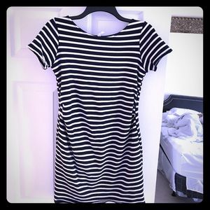 Navy striped maternity dress