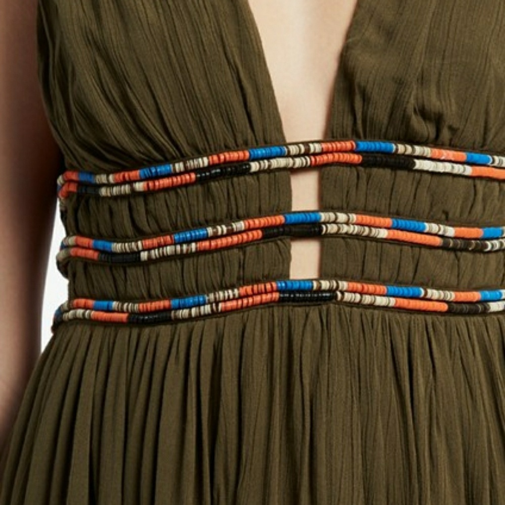 SOLD French Connection Green Hasan Beaded Maxi - Picture 2 of 3