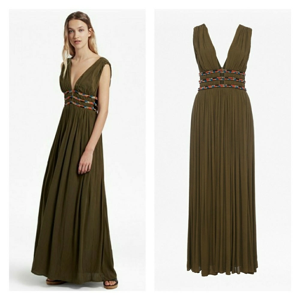 SOLD French Connection Green Hasan Beaded Maxi - Picture 3 of 3