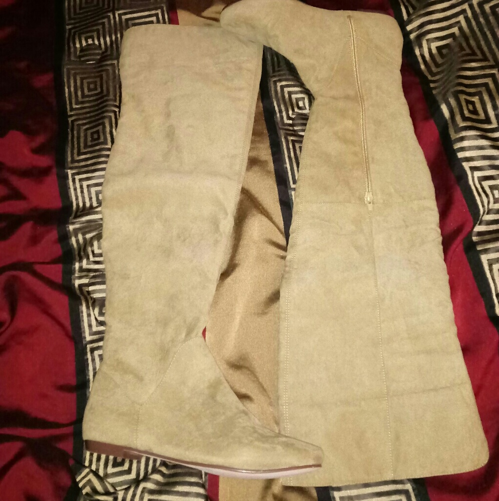 Tan thigh high boots